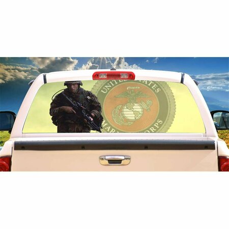 ENTRETENIMIENTO Marines Rear Window Graphic Marine View Thru Vinyl Truck Tint Decal EN3949267